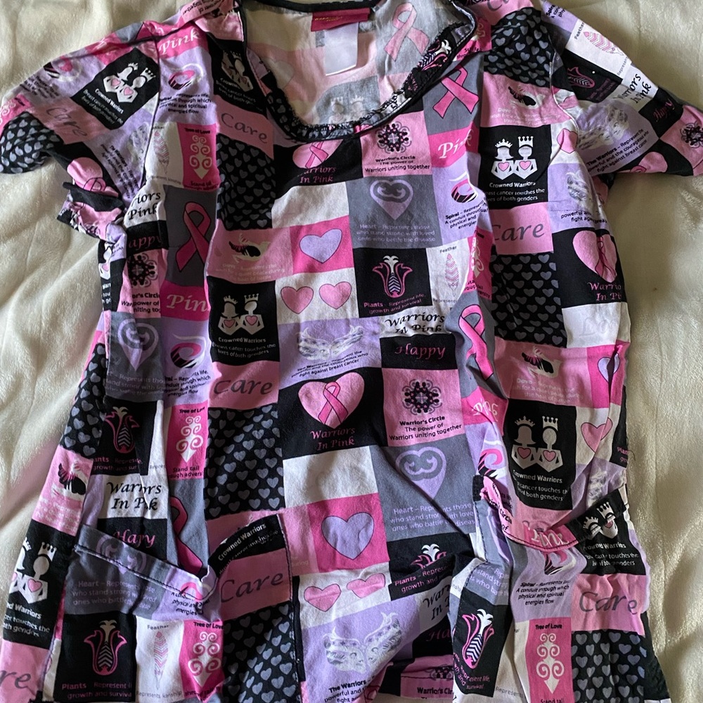 Breast cancer scrub top